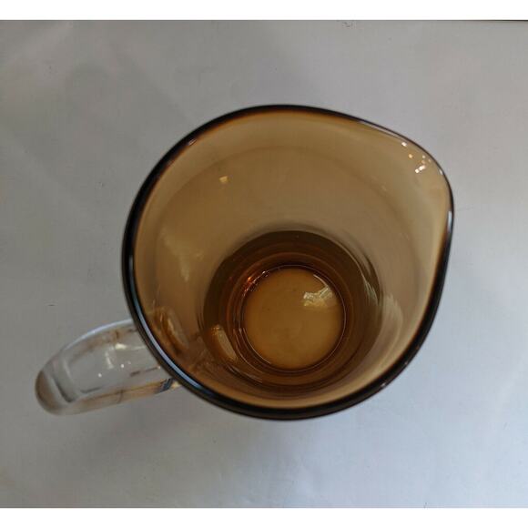 Vintage Mid Century Modern Pitcher Amber Brown Tall Mod Glass Vase - Picture 7 of 8